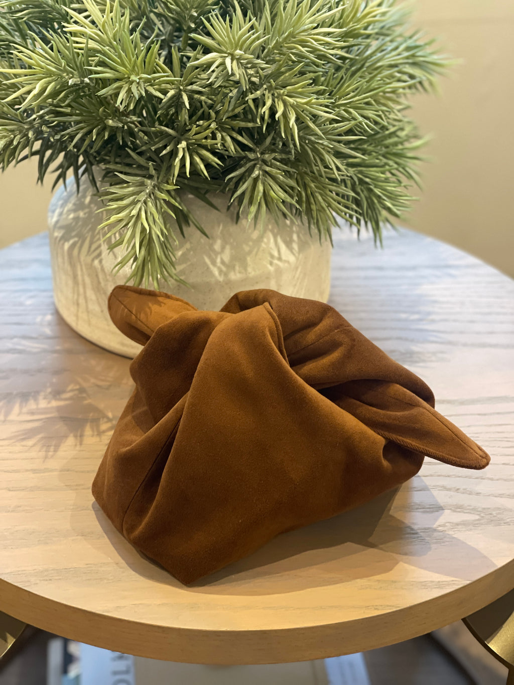 The Chestnut Brown Velvet Kiss Clutch Bag