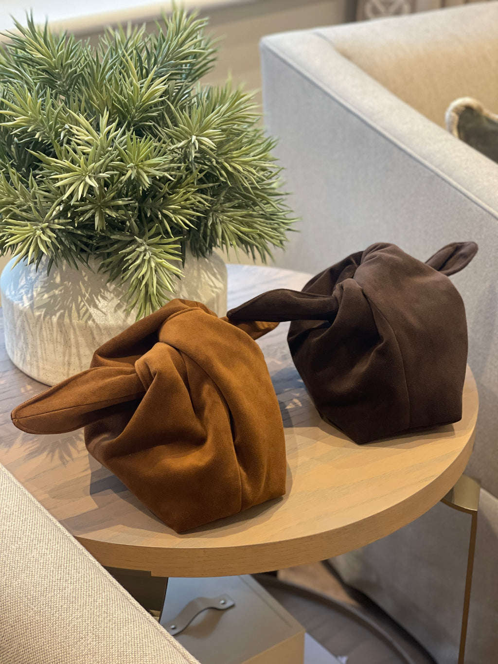 The Chestnut Brown Velvet Kiss Clutch Bag