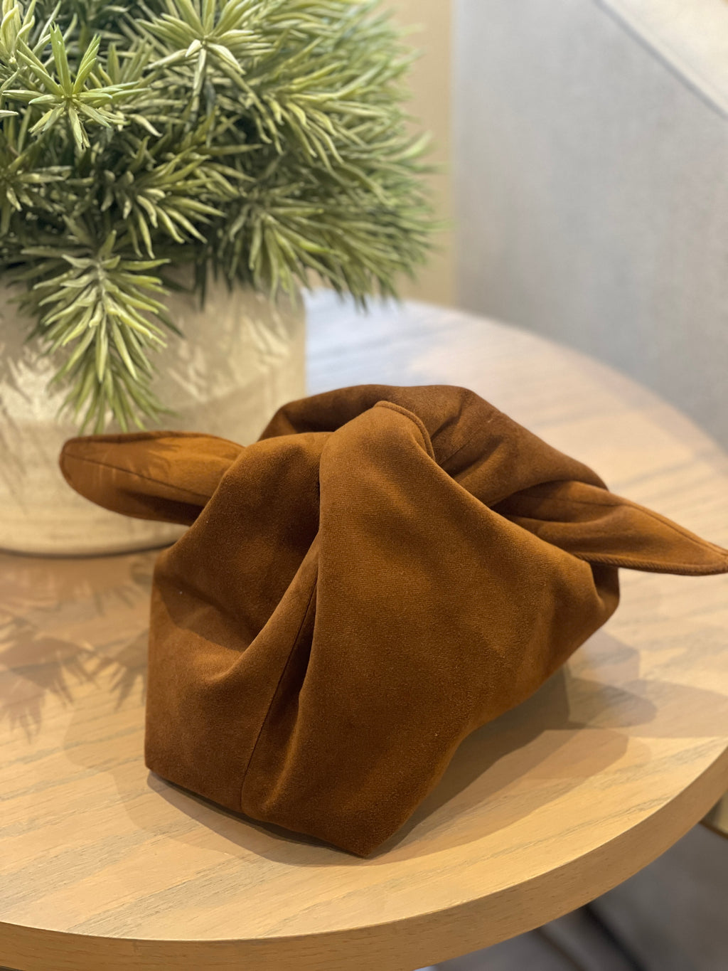 The Chestnut Brown Velvet Kiss Clutch Bag