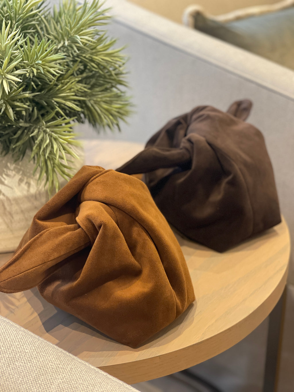 The Chestnut Brown Velvet Kiss Clutch Bag