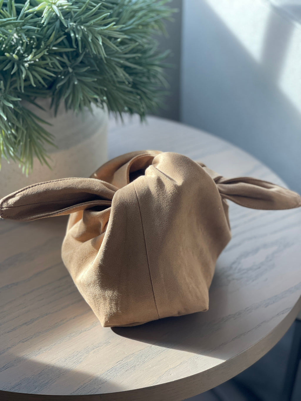 The Camel Suede Kiss Clutch Bag (Pre Order)