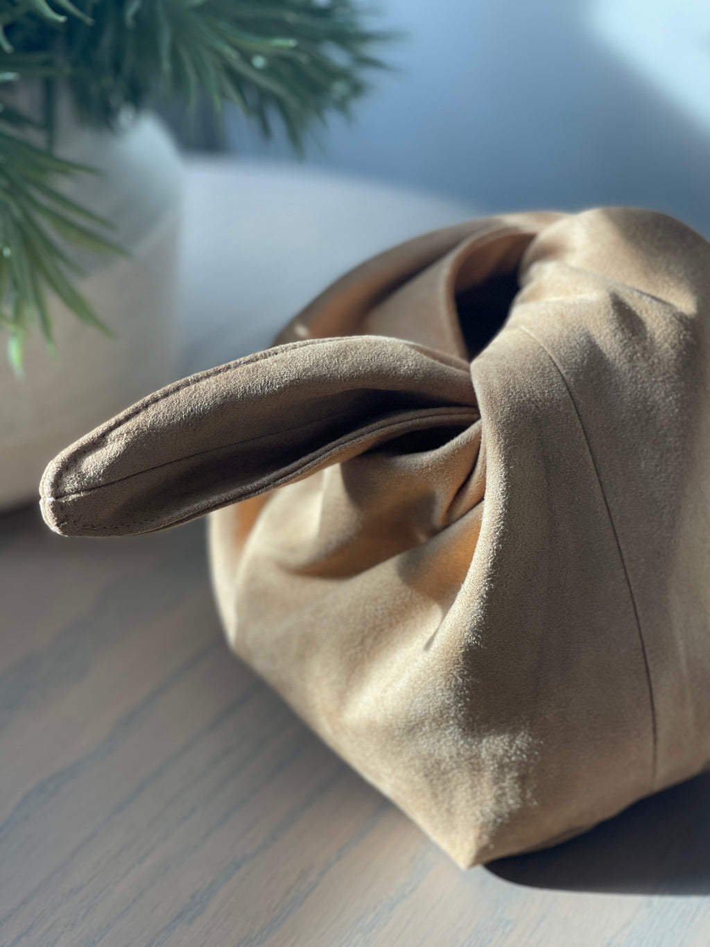 The Camel Suede Kiss Clutch Bag (Pre Order)