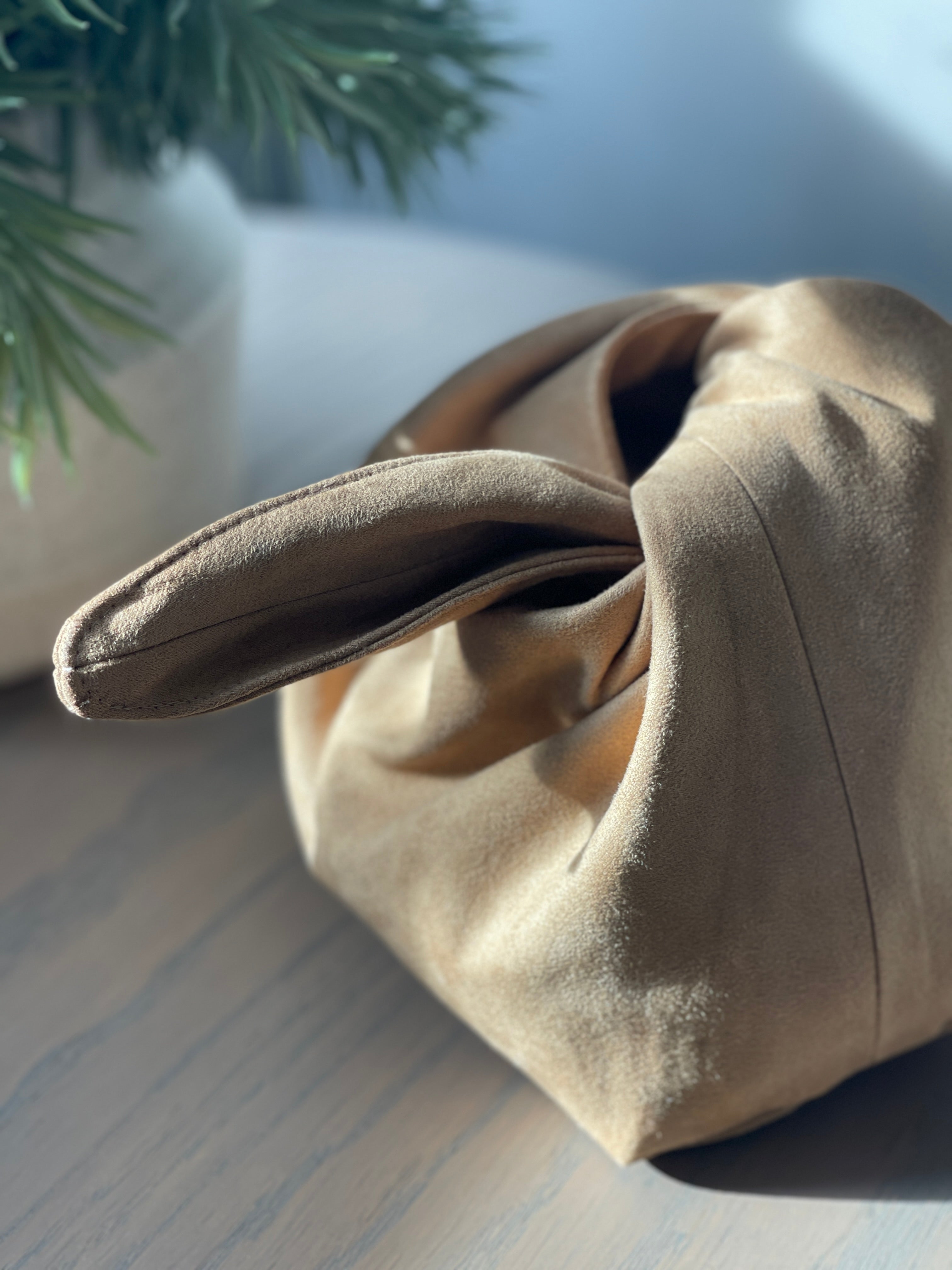 The Camel Suede Kiss Clutch Bag (Pre Order)